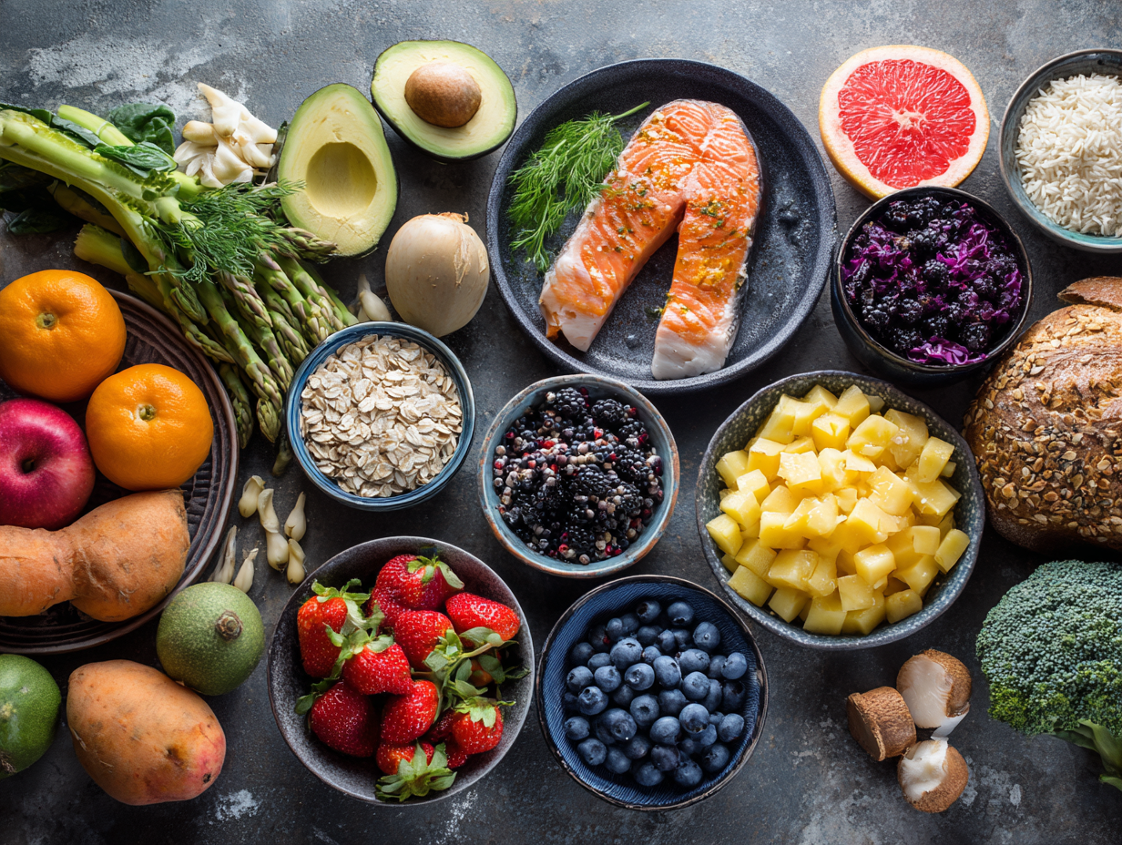 Різноманітні свіжі продукти та збалансоване харчування